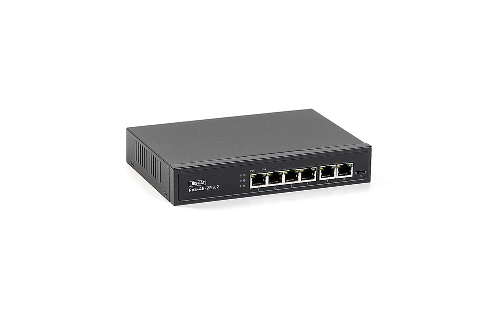 4071 SKAT PoE-4E-2E v.2 коммутатор PoE Plus, мощность 65Вт, порты: 4-Ethernet PoE, 2-Uplink
