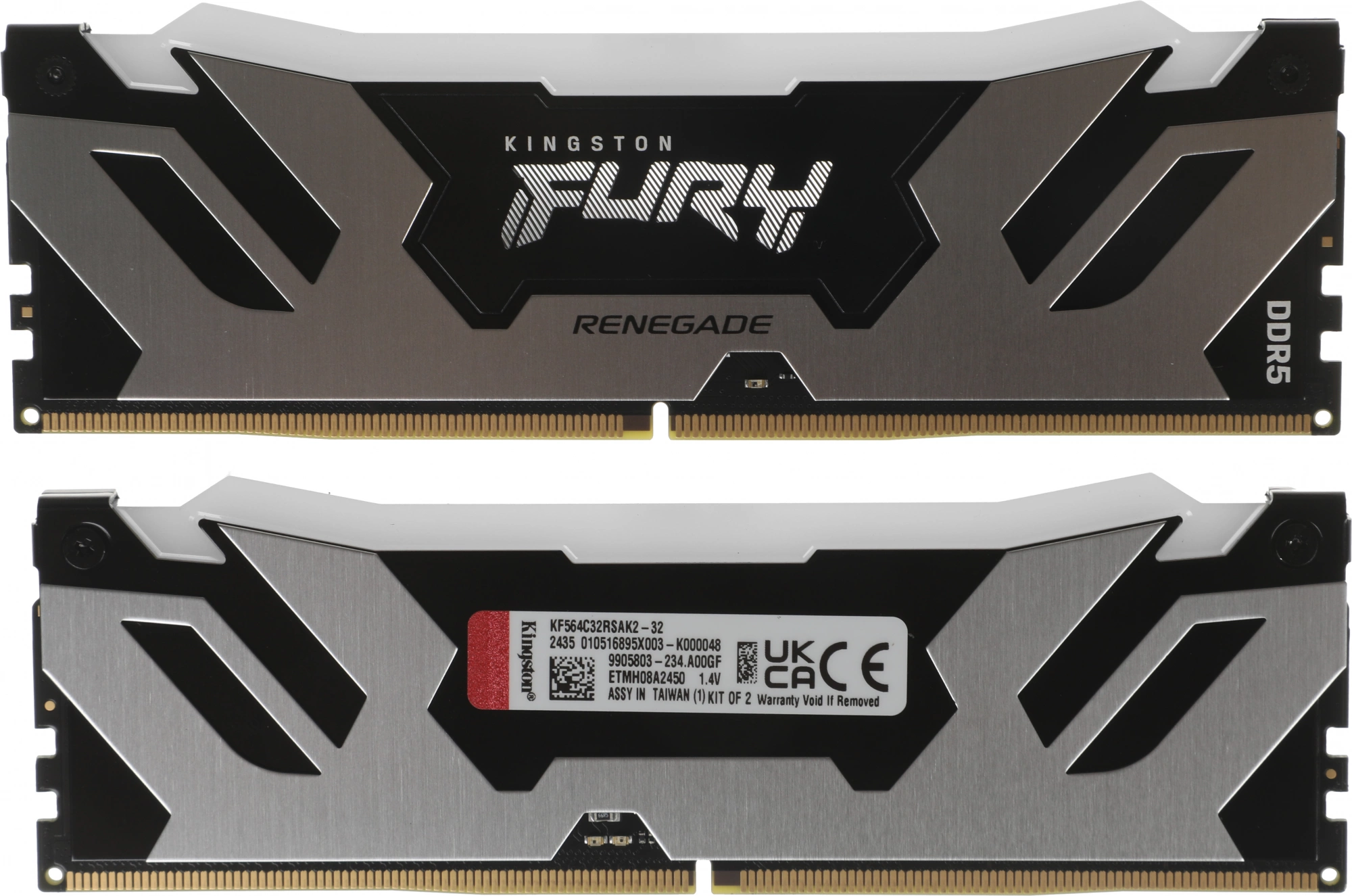 Память DDR5 2x16GB 6400MHz Kingston KF564C32RSAK2-32 Fury Renegade XMP RGB RTL Gaming PC5-51200 CL32 DIMM 288-pin 1.4В kit dual rank с радиатором Ret