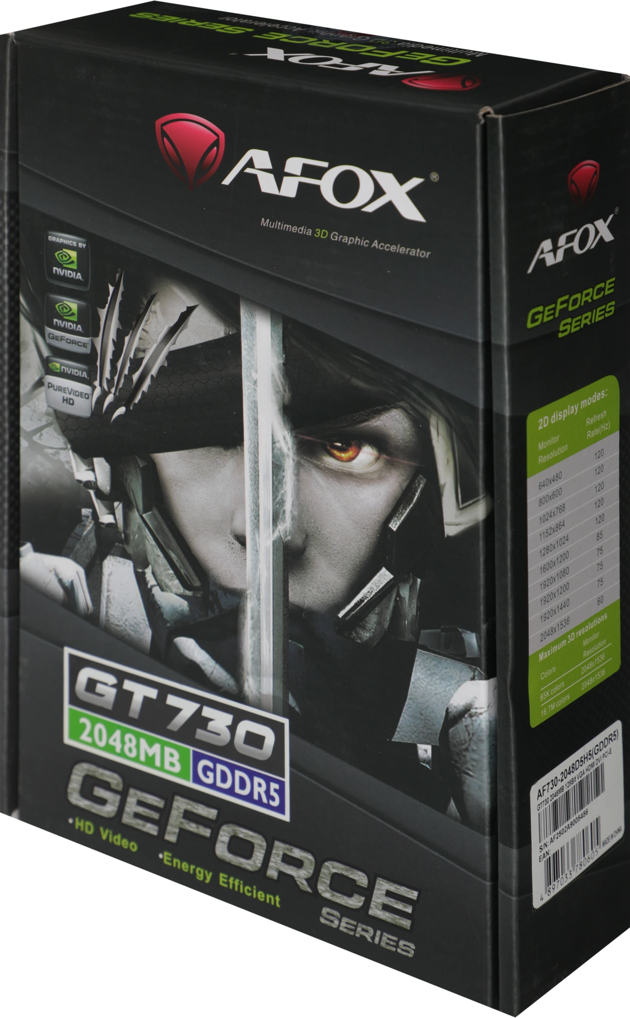 Видеокарта Afox PCI-E 2.0 AF730-2048D5H5 NVIDIA GeForce GT 730 2Gb 128bit GDDR5 700/3200 HDMIx1 CRTx1 HDCP Ret