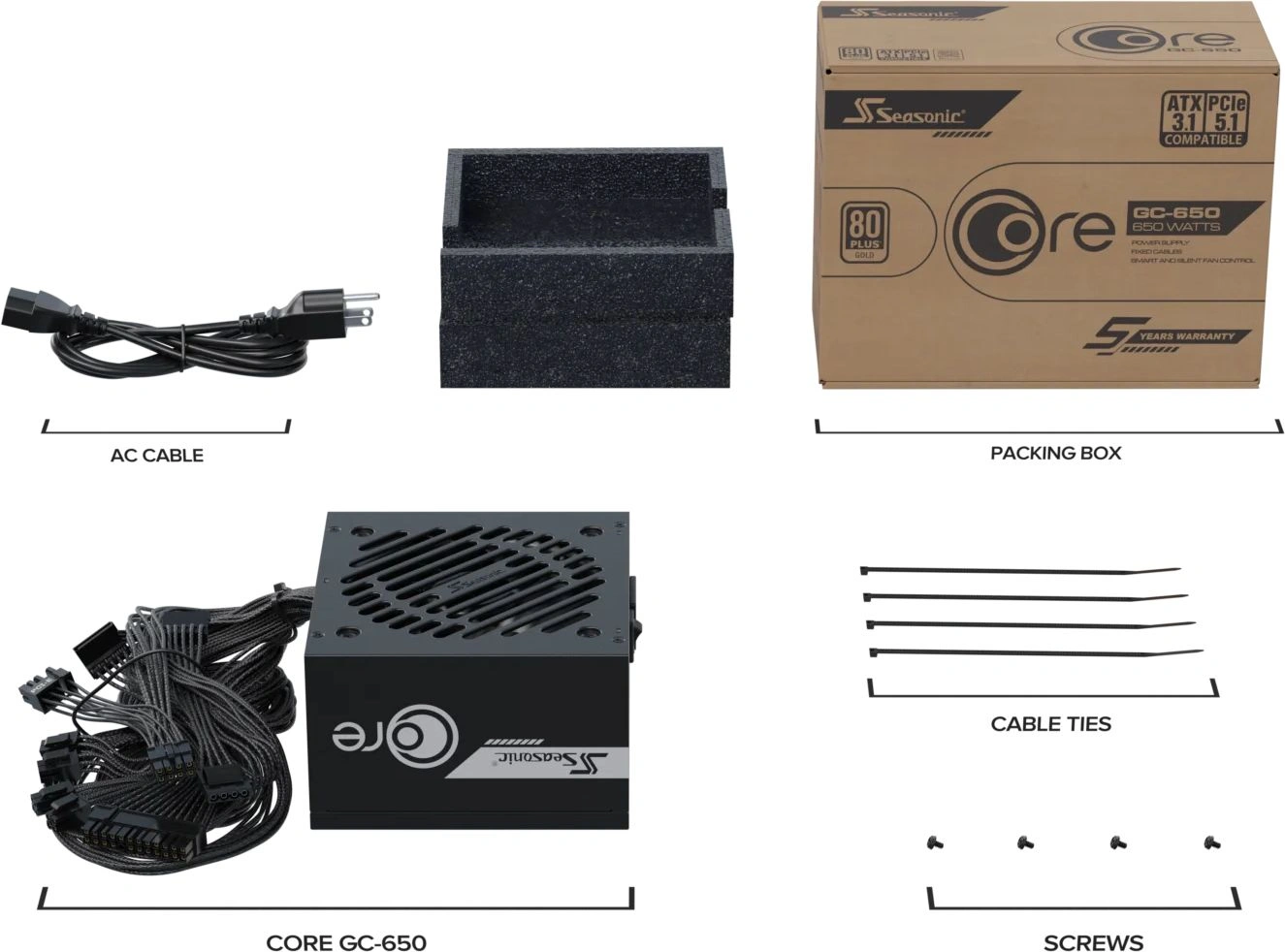 Блок питания Seasonic ATX 650W Core V2 GC-650 80+ gold (20+4pin) APFC 120mm fan 6xSATA RTL