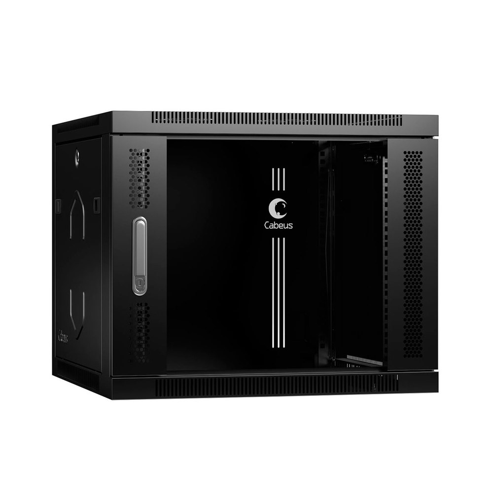 Cabeus SH-05F-9U60/35-BK - Шкаф телекоммуникационный настенный 19" 9U 600х350х501мм (ШхГхВ) дверь стекло, цвет черный (RAL 9004)