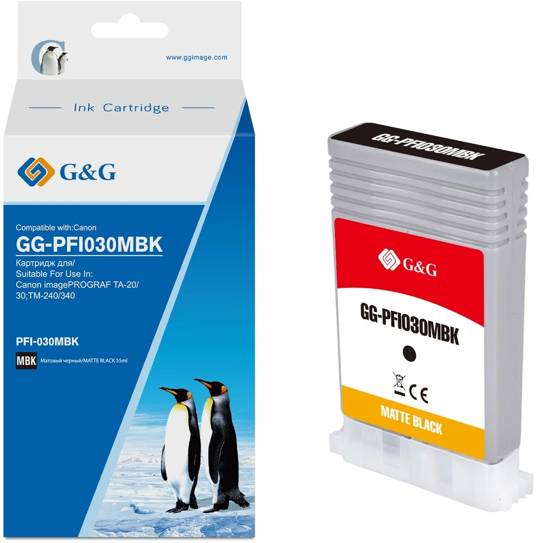 Картридж струйный G&G GG-PFI030MBK PFI-030MBK черный матовый (55мл) для Canon imagePrograf TA-20/30 TM-240/340