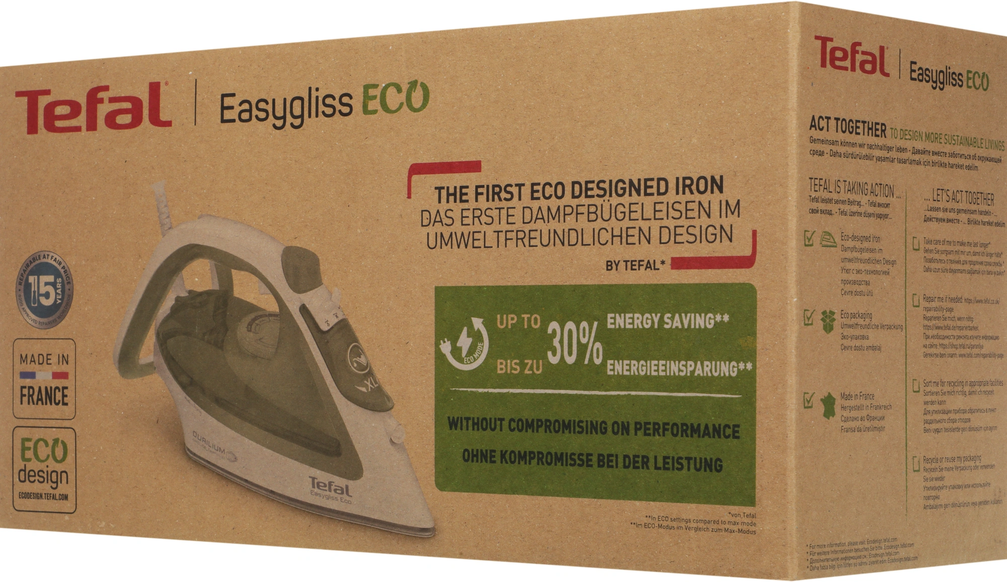 Утюг Tefal Easygliss Eco FV5781E1 2800Вт зеленый/белый