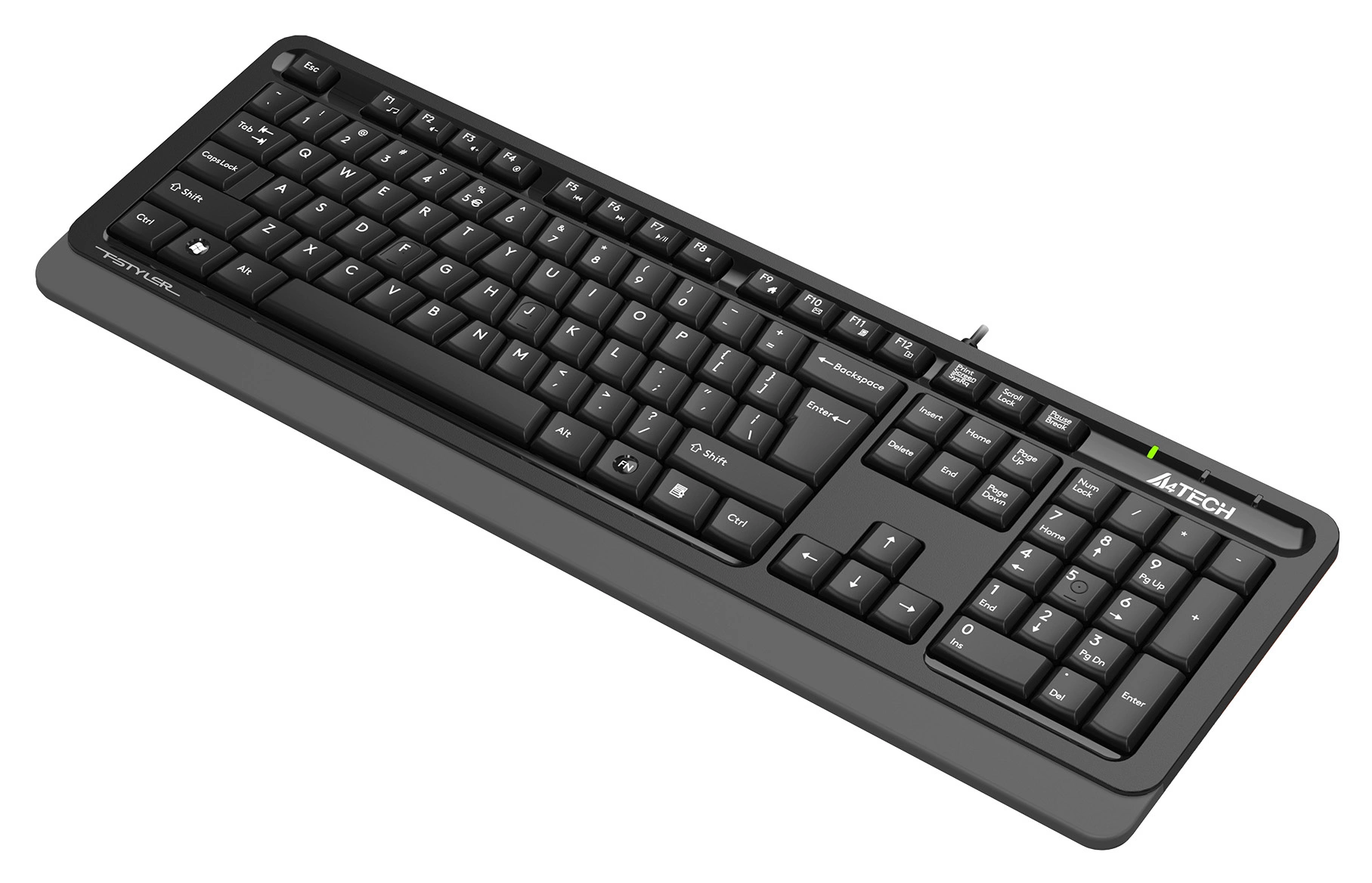 Клавиатура A4Tech FKS10 черный/серый USB (подставка для запястий) (FKS10 GREY) кабель 1.5м