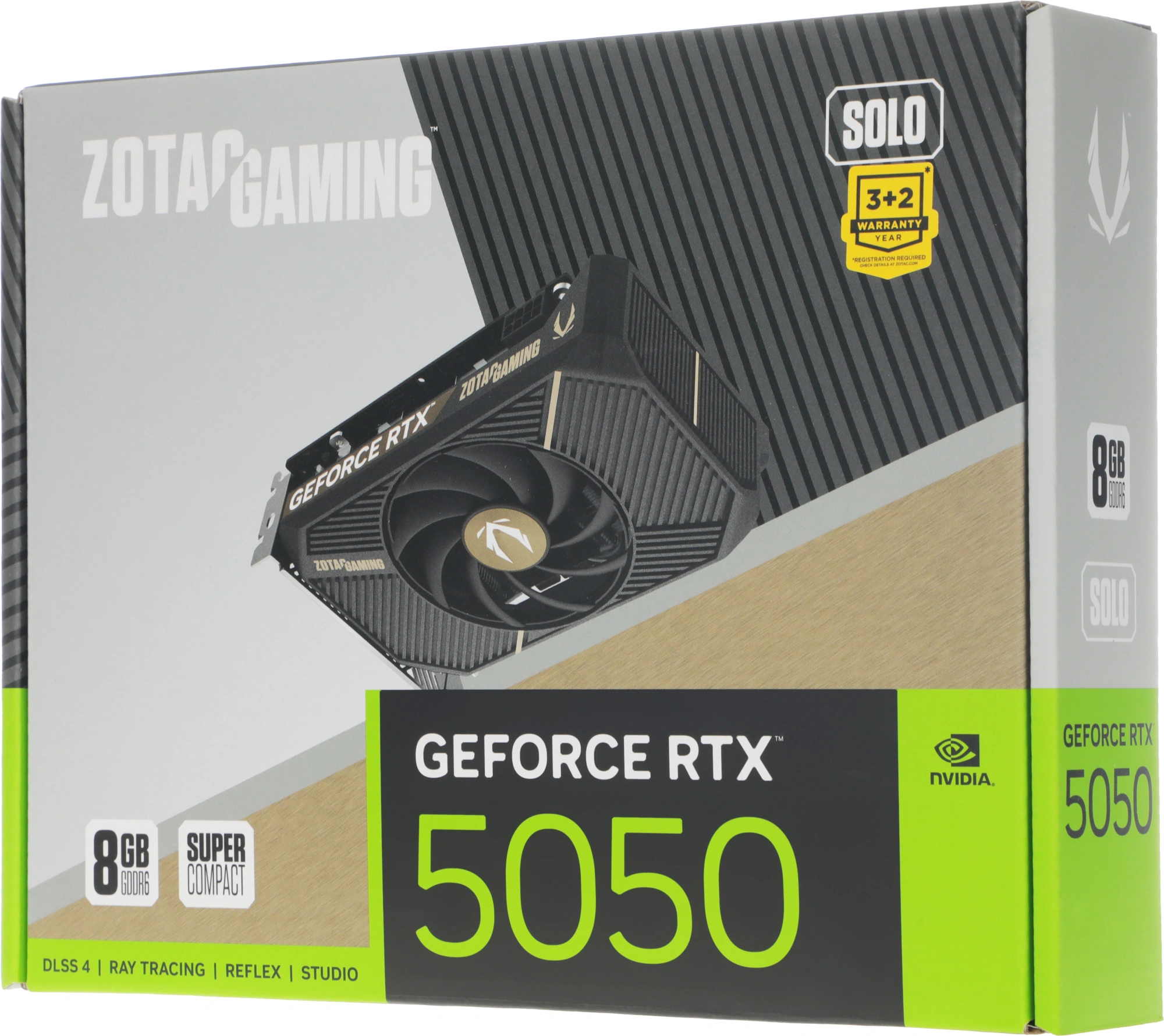 Видеокарта Zotac PCI-E 5.0 RTX 5050 SOLO 8GB NVIDIA GeForce RTX 5050 8Gb 128bit GDDR6 2572/20000 HDMIx1 DPx3 HDCP Ret