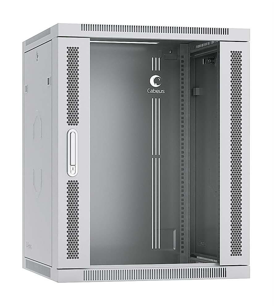 Cabeus SH-05F-15U60/45 - Шкаф телекоммуникационный настенный 19" 15U 600x450x769mm (ШхГхВ) дверь стекло