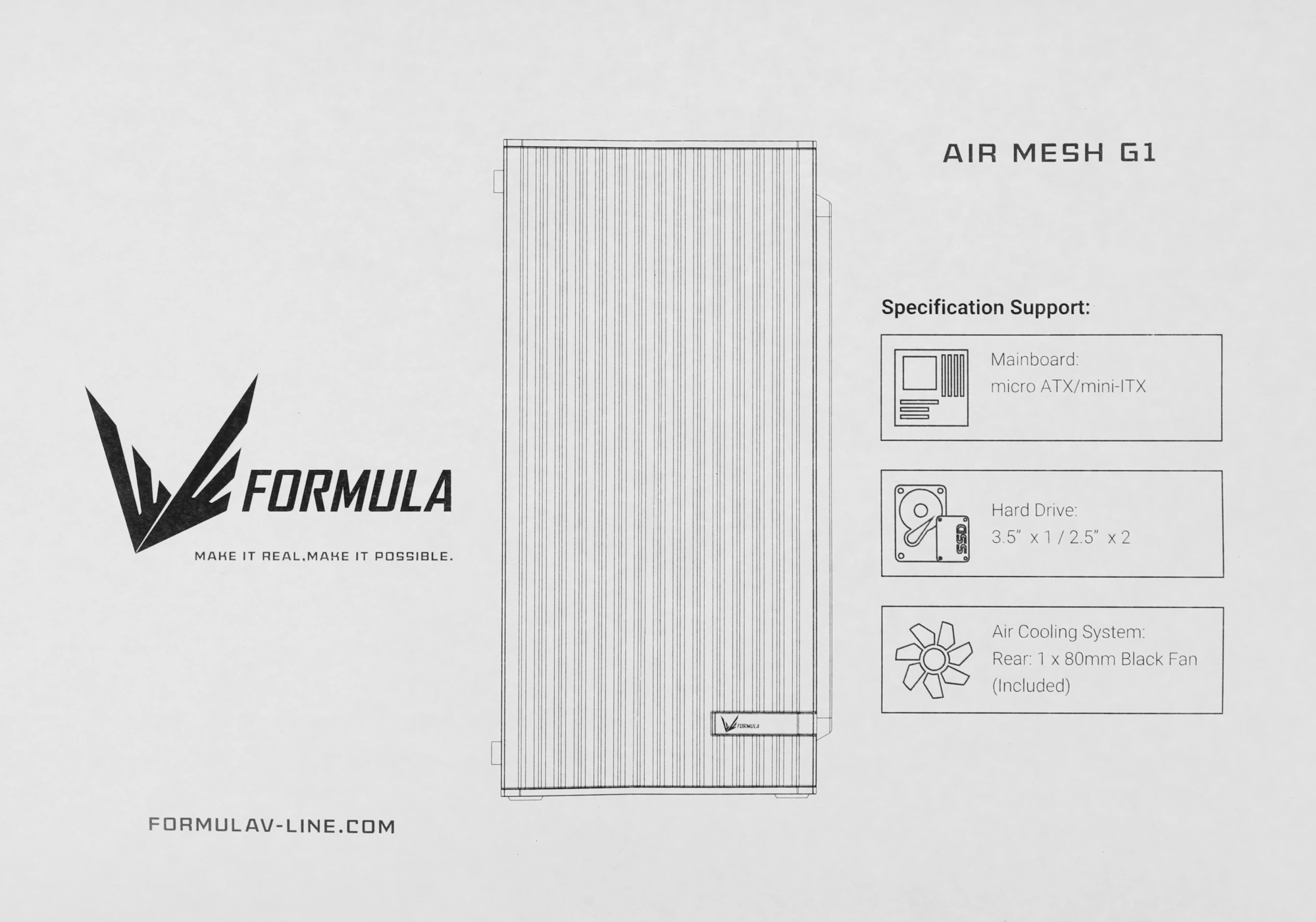 Корпус Formula Air Mesh G1 черный без БП mATX 1x80mm 2xUSB2.0 audio