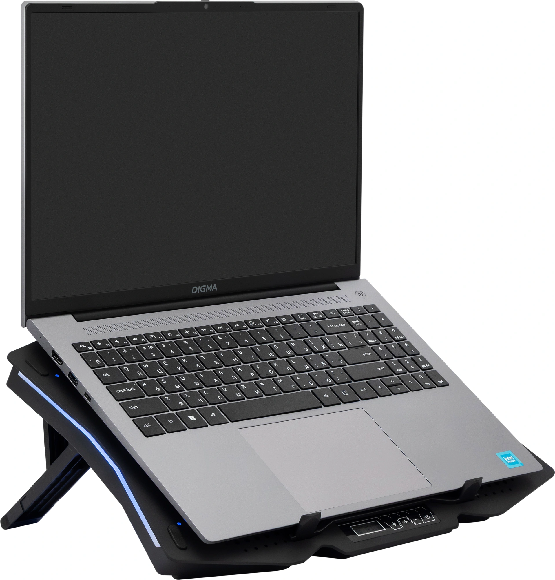 Подставка для ноутбука Digma D-NCP180-2x110RGB 18" 410x280x34мм 20дБ 2xUSB 2x 110ммFAN 700г Fan-control пластик ABS черный