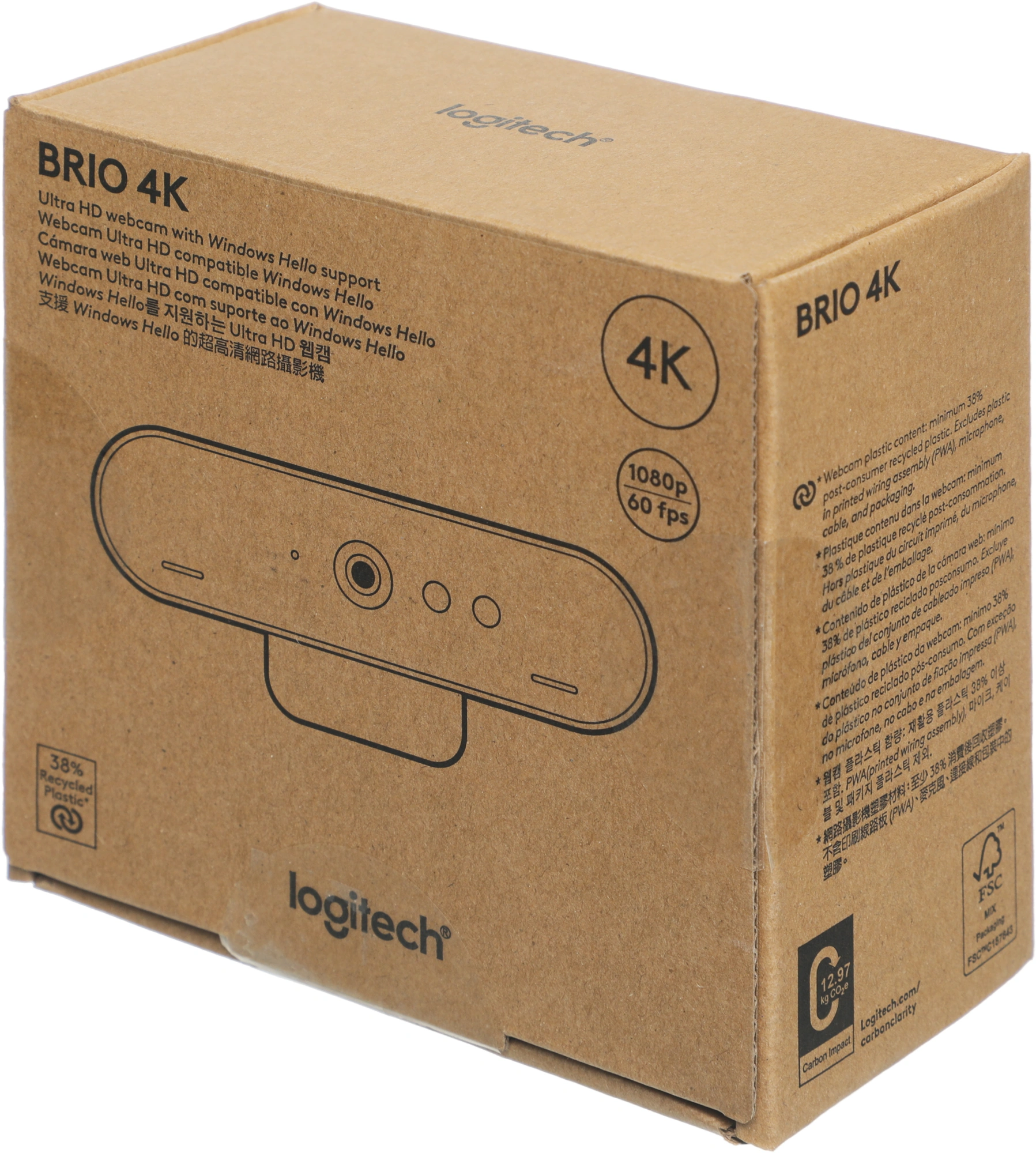 Камера Web Logitech Brio черный 13Mpix (4096x2160) USB3.0 с микрофоном (960-001723)