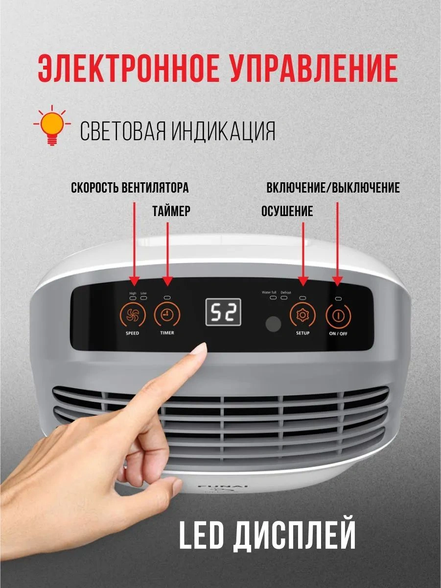 Осушитель воздуха Funai Neko S RAD-N10F3E 220Вт бытовой белый