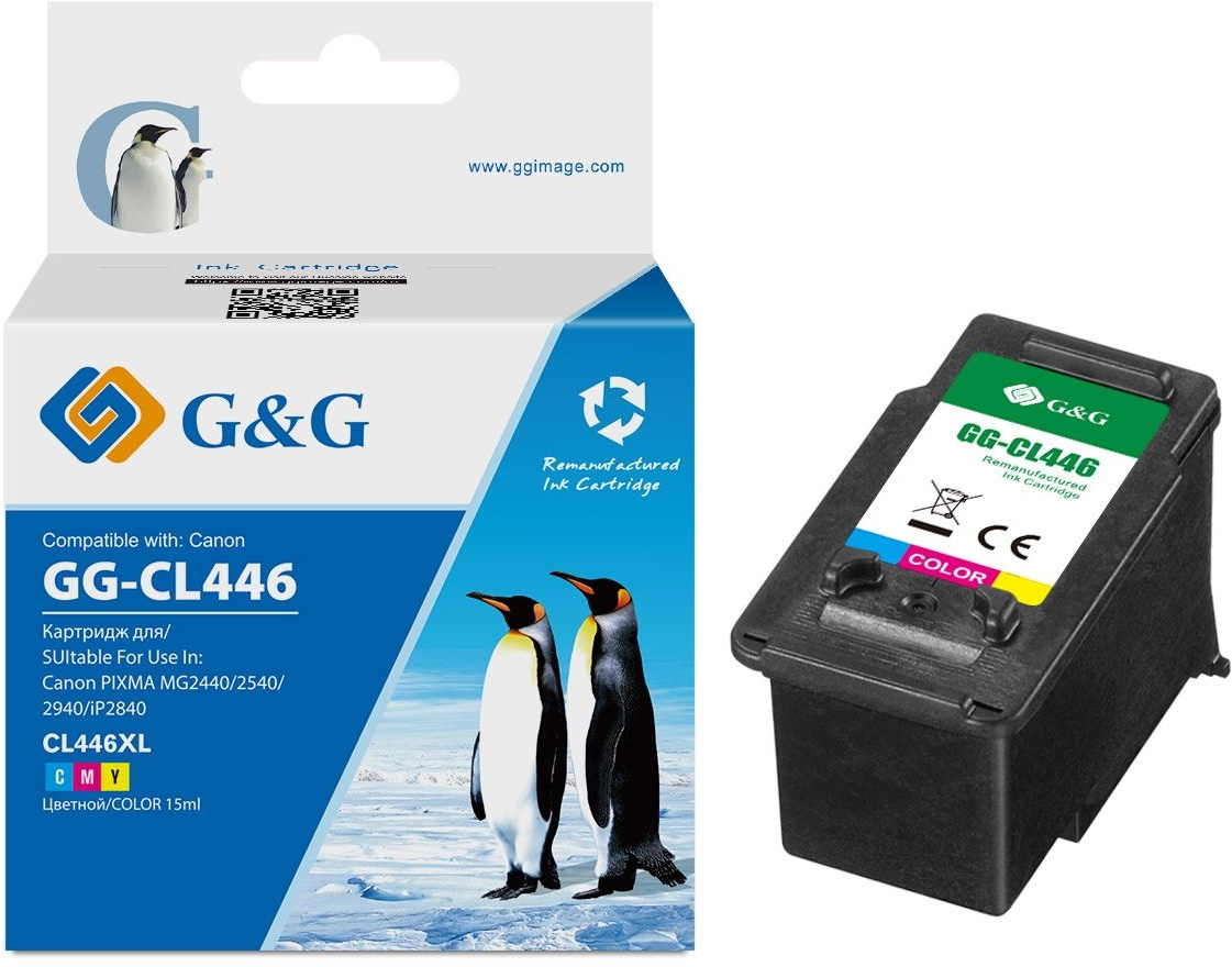 Картридж струйный G&G GG-CL446 многоцветный (15мл) для Canon Pixma MG2440/2540/2940 без чипа
