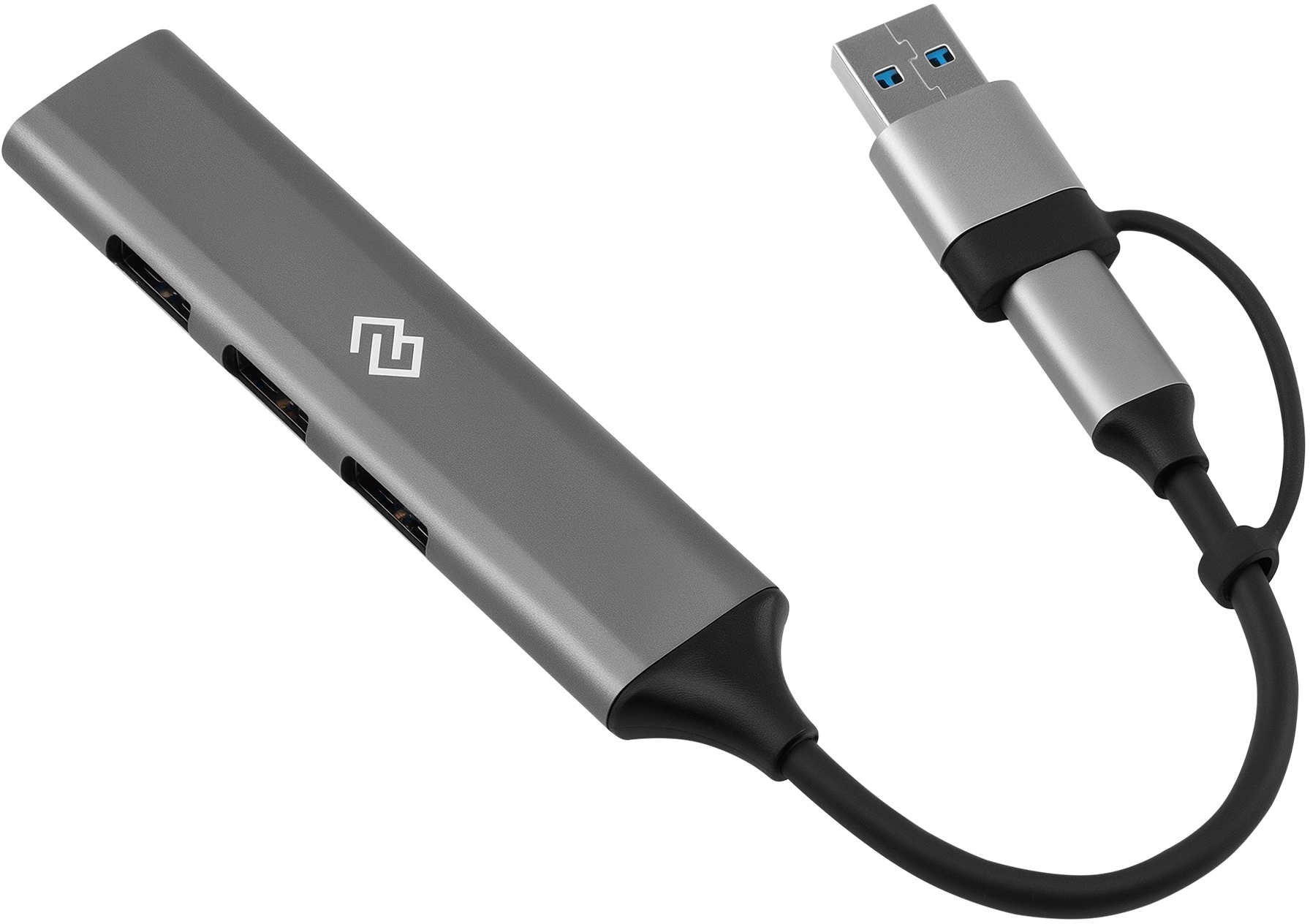 Разветвитель USB-C + USB-A Digma DHUB-4USB-AC-3.0 4порт. серебристый