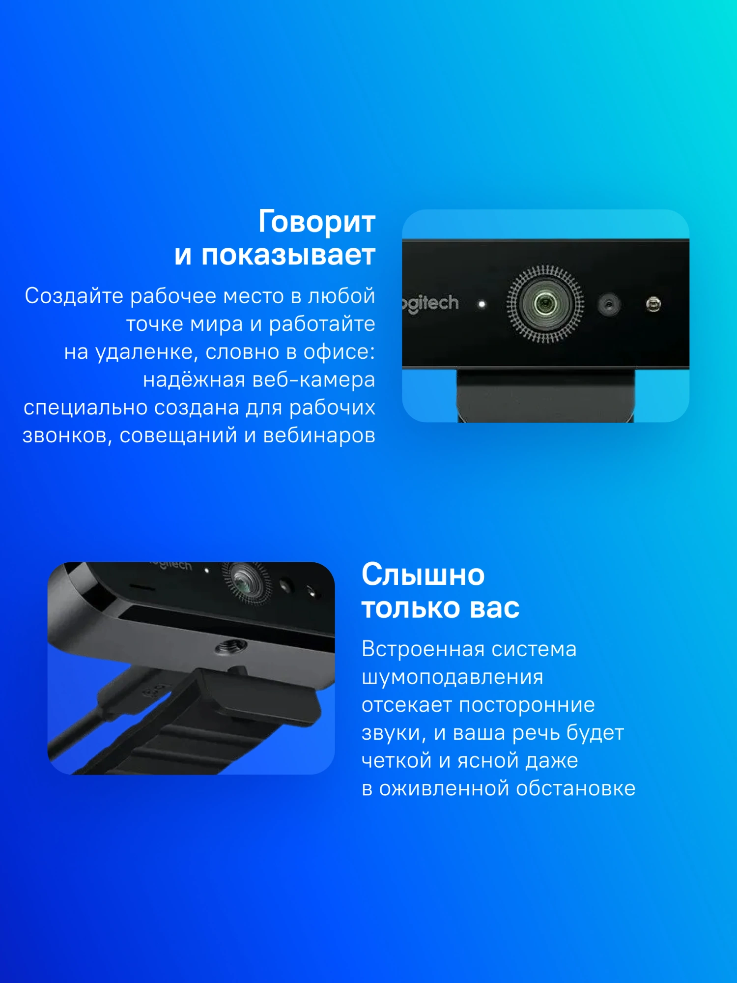 Камера Web Logitech Brio черный 13Mpix (4096x2160) USB3.0 с микрофоном (960-001107)