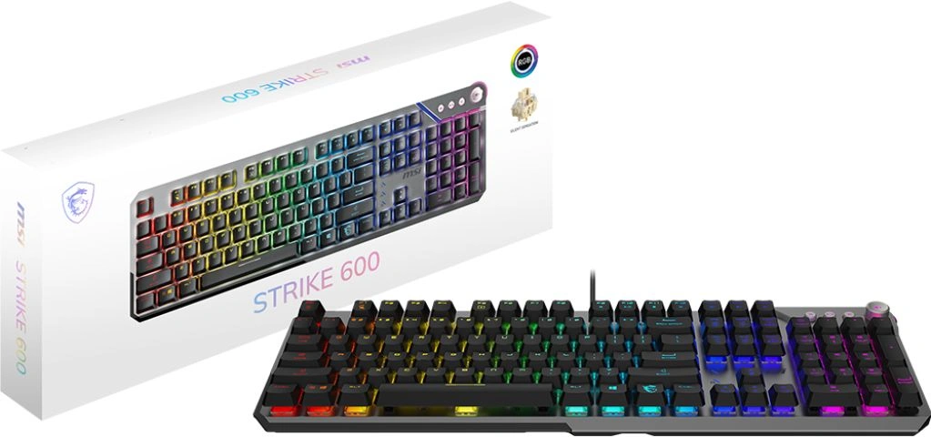 Клавиатура MSI 600 Silent механическая серый/черный USB Multimedia for gamer LED (подставка для запястий) (S11-04RU256-CLA)