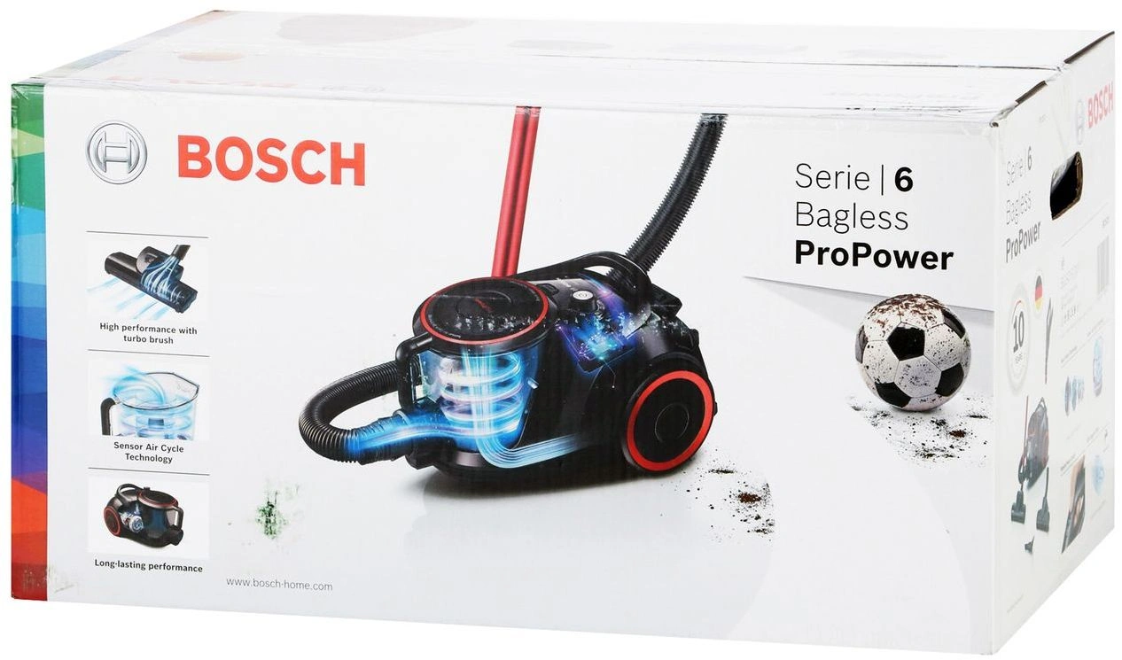 Пылесос Bosch BGS41POW1 700Вт черный/красный