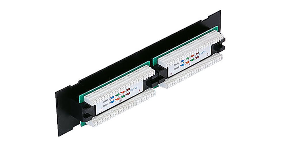 EC-UWP-12-UD2 - Коммутационная панель NETLAN настенная, 12 портов, Кат.5e (Класс D), 100МГц, RJ45/8P8C, 110, T568A/B, неэкранированная, черная