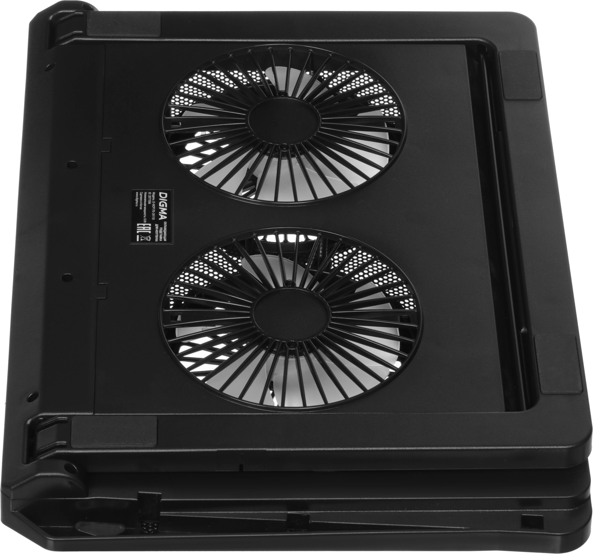 Подставка для ноутбука Digma D-NCP170-2x110 18" 400x288x45мм 52дБ 2xUSB 2x 110ммFAN 1100г Fan-control металл/пластик черный