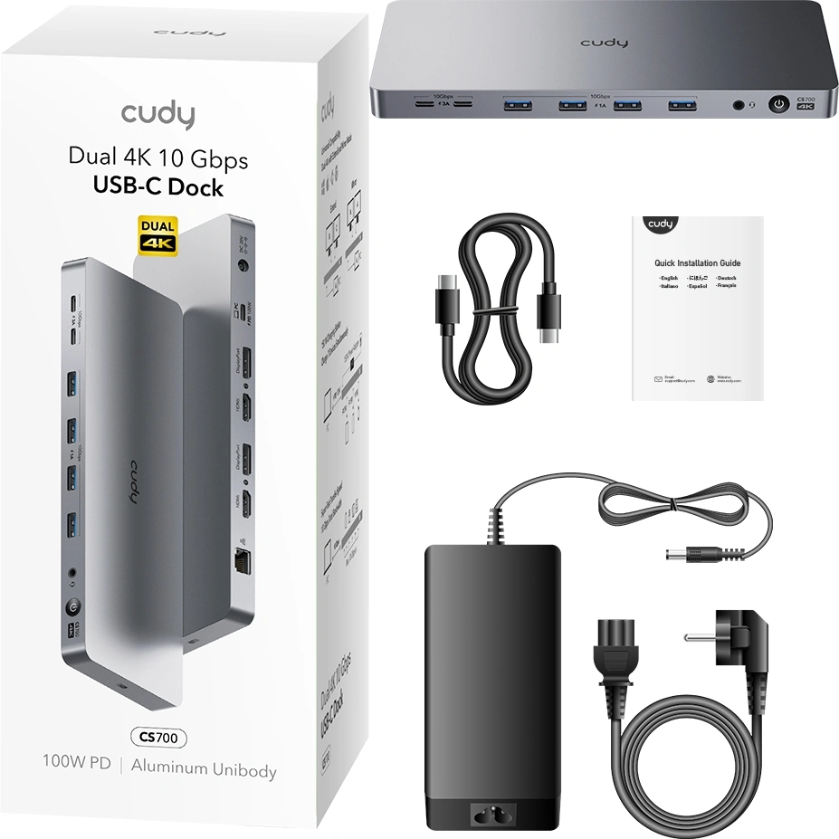 Разветвитель USB-C Cudy CS700 6порт. серебристый