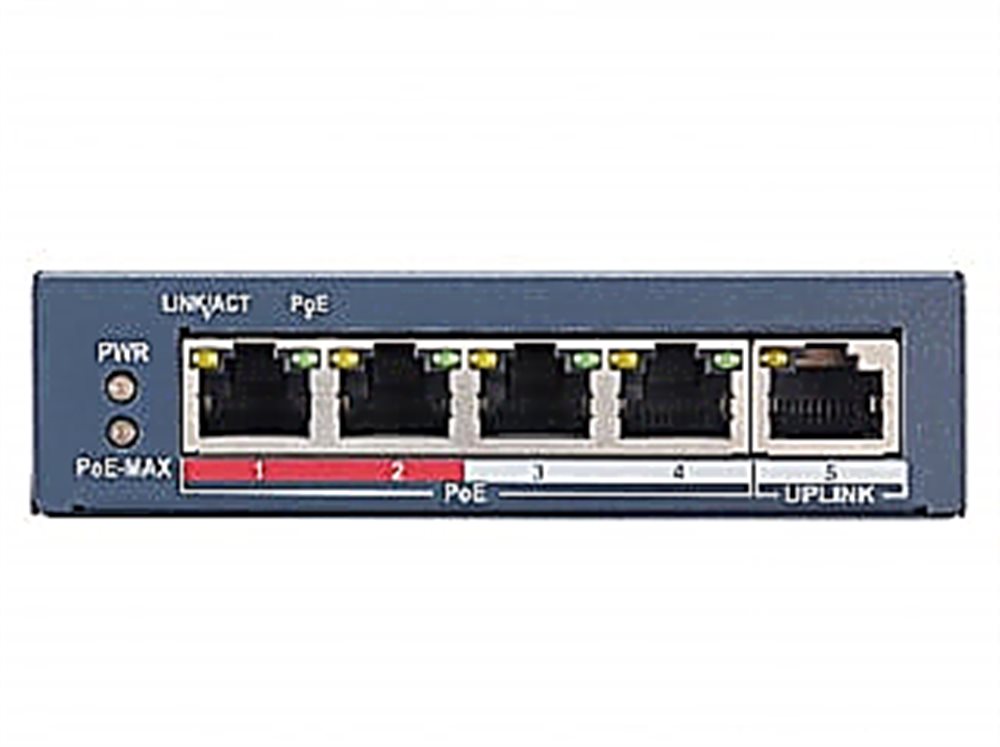 SWT-1105P HiWatch - L2, Смарт-управляемый коммутатор, 4 10/100M RJ45 PoE-порт, 1 10/100M RJ45 порт, 802.3af/at, бюджет PoE 60W