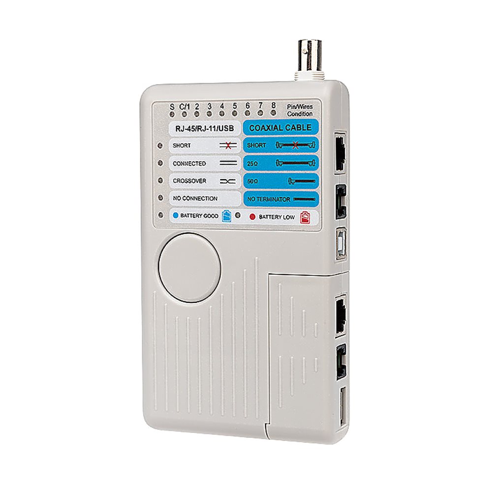 12-1003 - Тестер кабеля универсальный 5 в 1  RJ-45+RJ-11+1394+USB+BNC  3468  REXANT