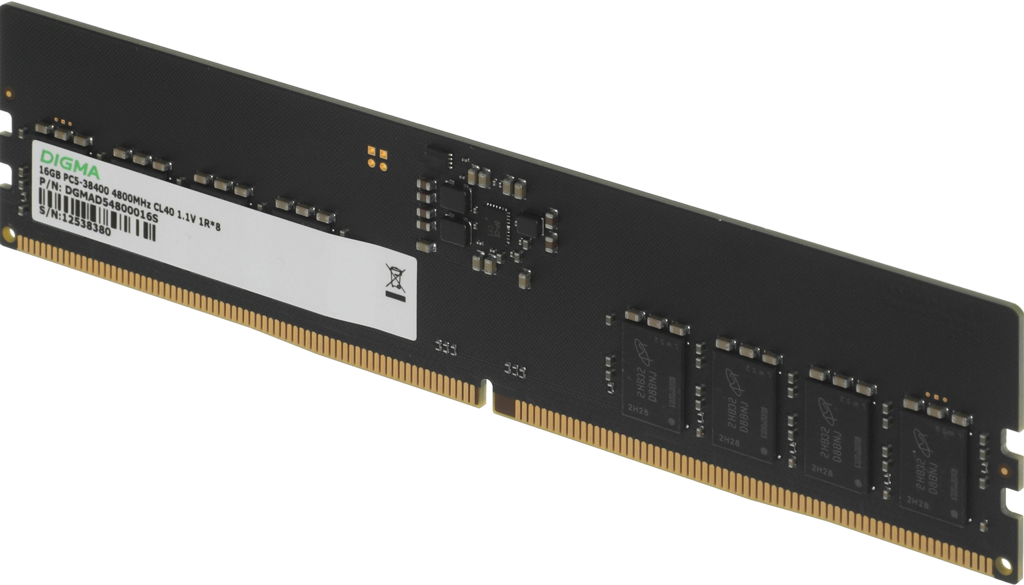 Память DDR5 16Gb 4800MHz Digma DGMAD54800016S RTL PC5-38400 CL40 DIMM 288-pin 1.1В single rank Ret