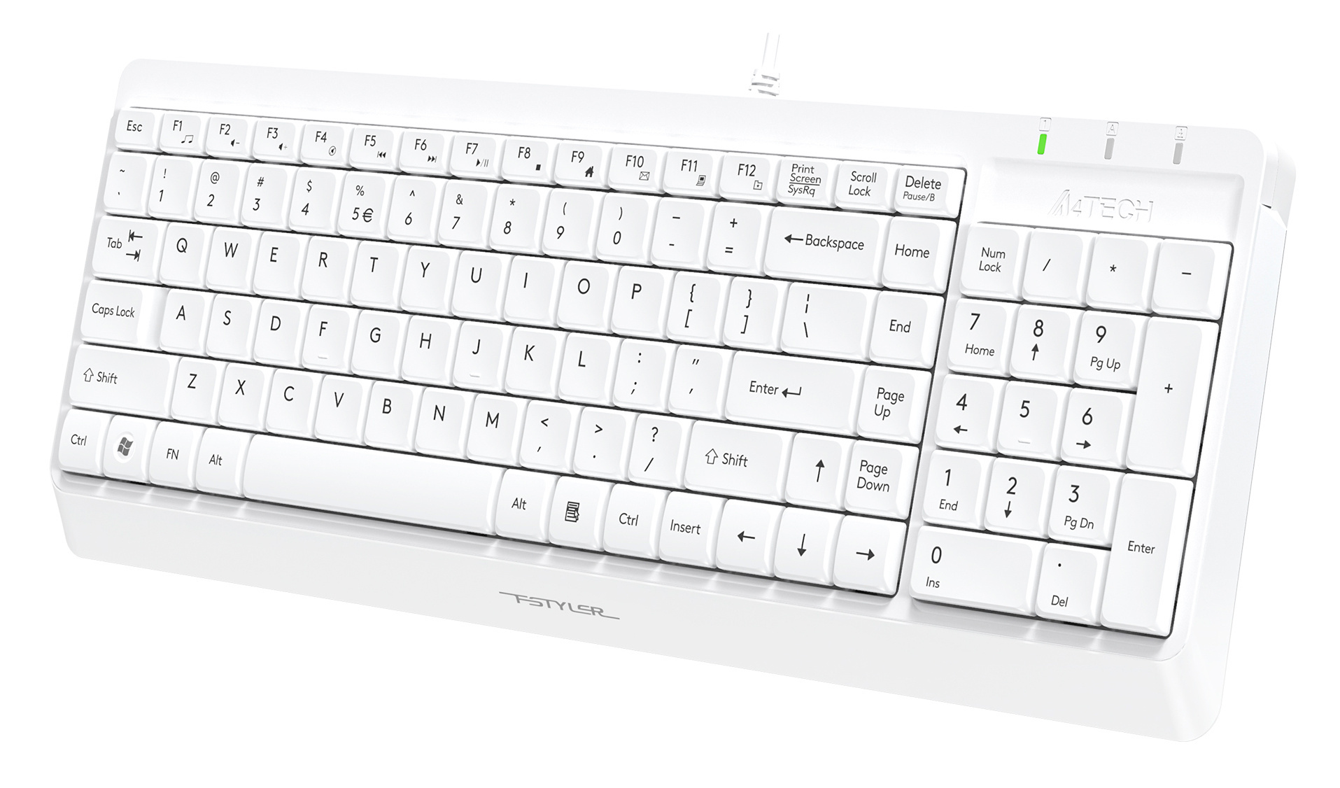 Клавиатура A4Tech FK15 белый USB (FK15 WHITE) кабель 1.5м