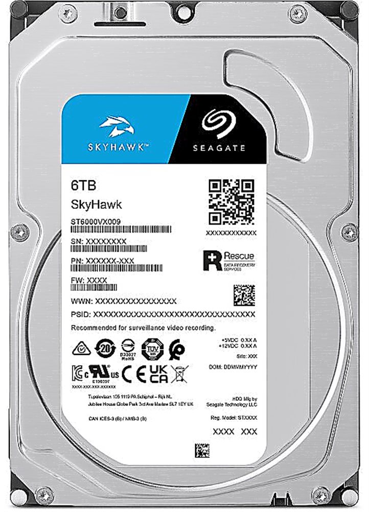 Жесткий диск HDD Seagate SATA 6Tb Skyhawk 6Gb/s 3.5" 5400rpm 256MB 24x7, ST6000VX009