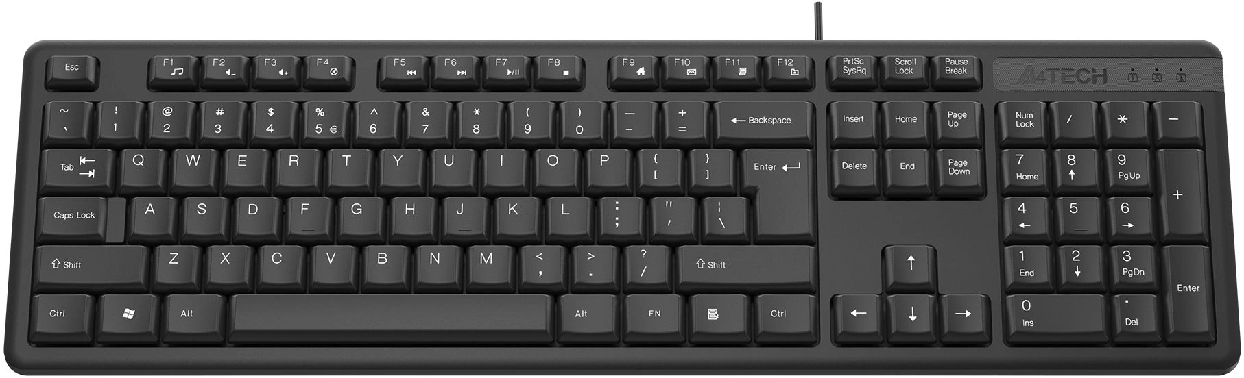 Клавиатура A4Tech KR-3 черный USB кабель 1.5м