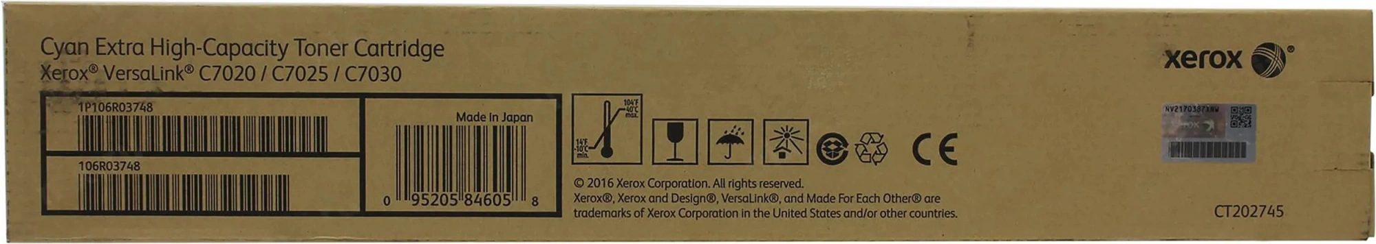 Картридж лазерный Xerox 106R03748 голубой (16500стр.) для Xerox VersaLink C7020/C7025/C7030