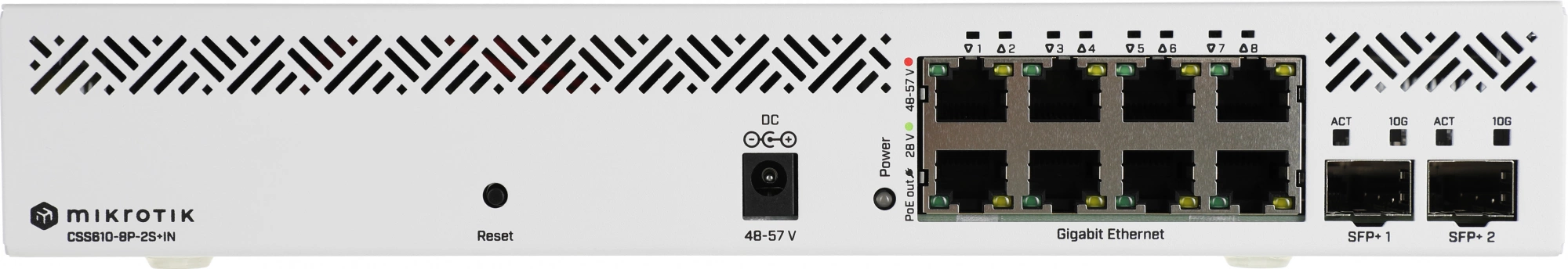 Коммутатор MikroTik CSS610-8P-2S+IN (L2) 8x1Гбит/с 2SFP+ 8PoE 8PPoE 140W управляемый