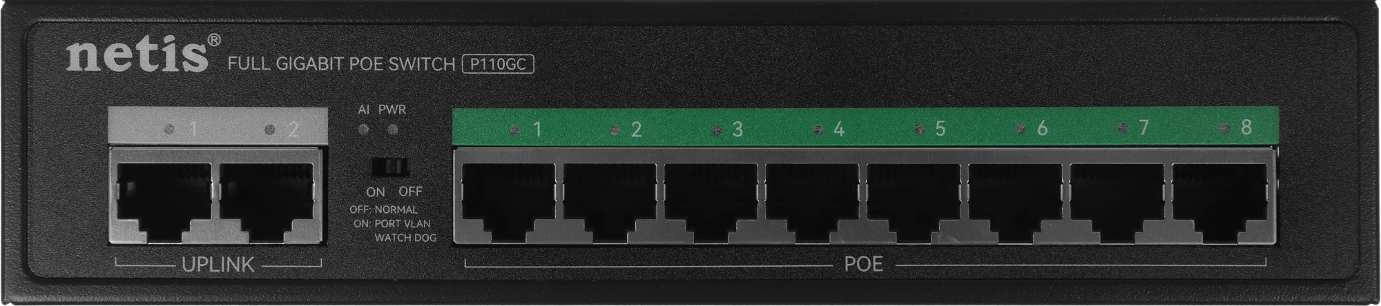 Коммутатор Netis P110GC (L2) 10x1Гбит/с 8PoE+ 120W неуправляемый