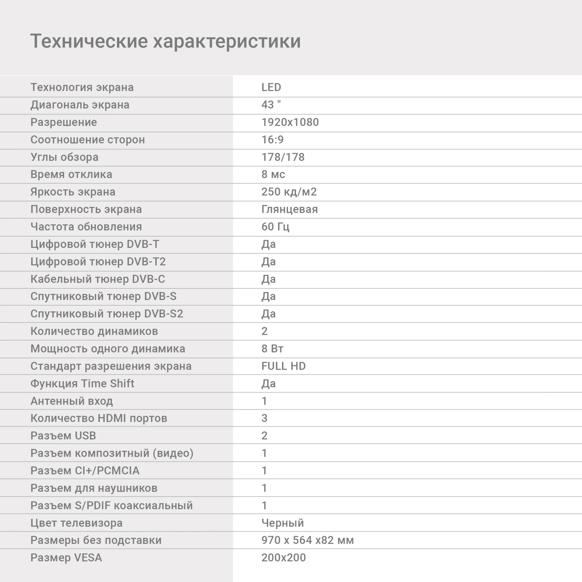 Телевизор LED Digma 43" DM-LED43MBB21 черный FULL HD 60Hz DVB-T DVB-T2 DVB-C DVB-S DVB-S2 USB