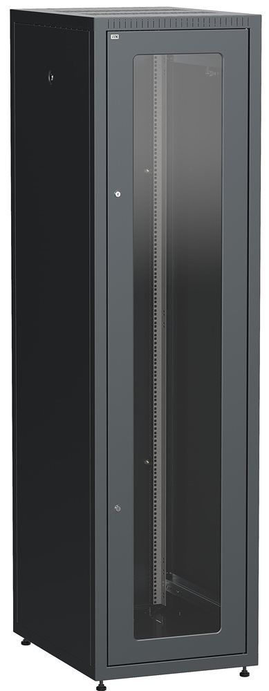LE05-42U68-GM - ITK Шкаф LINEA E 42U 600х800мм двери 2шт стек. и метал. чер.