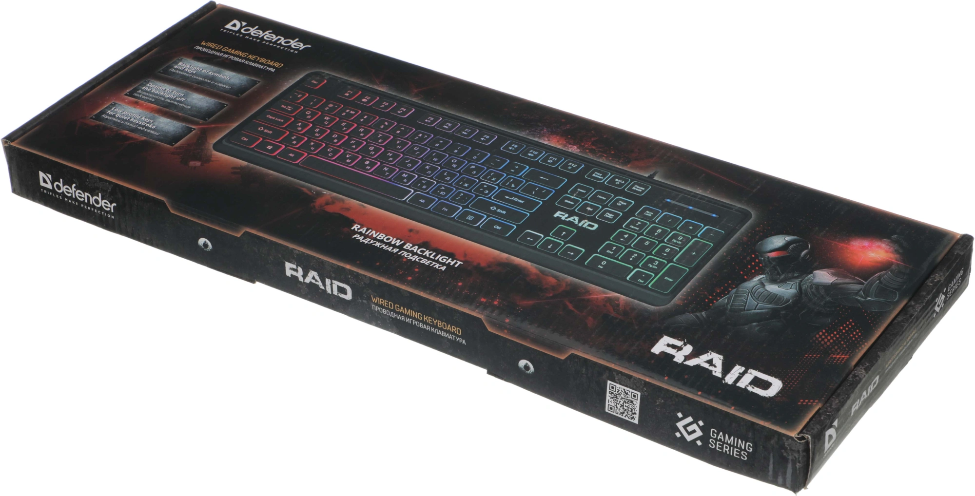 Клавиатура Defender GK-778DL черный USB slim for gamer LED (45778) кабель 1.5м