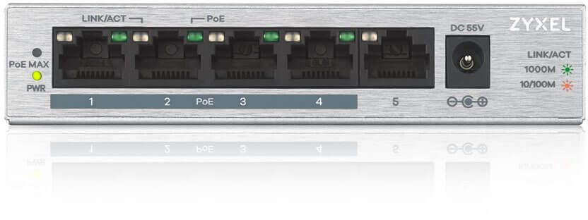 Коммутатор Zyxel GS1005HP-EU0101F (L2) 5x1Гбит/с 4PoE+ 60W неуправляемый