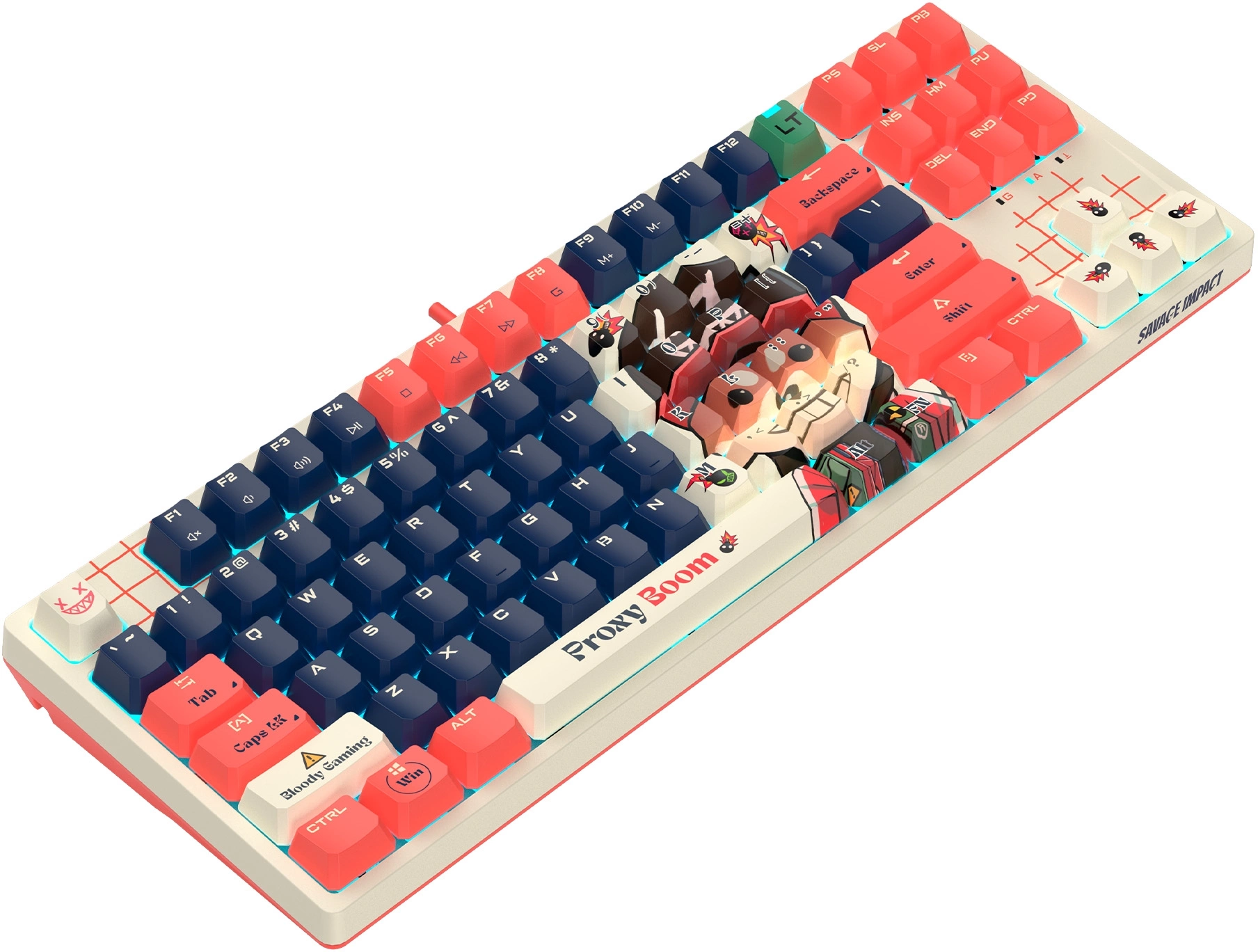 Клавиатура A4Tech AT87 Proxy Boom бежевый/красный USB for gamer LED (AT87) кабель 1.8м