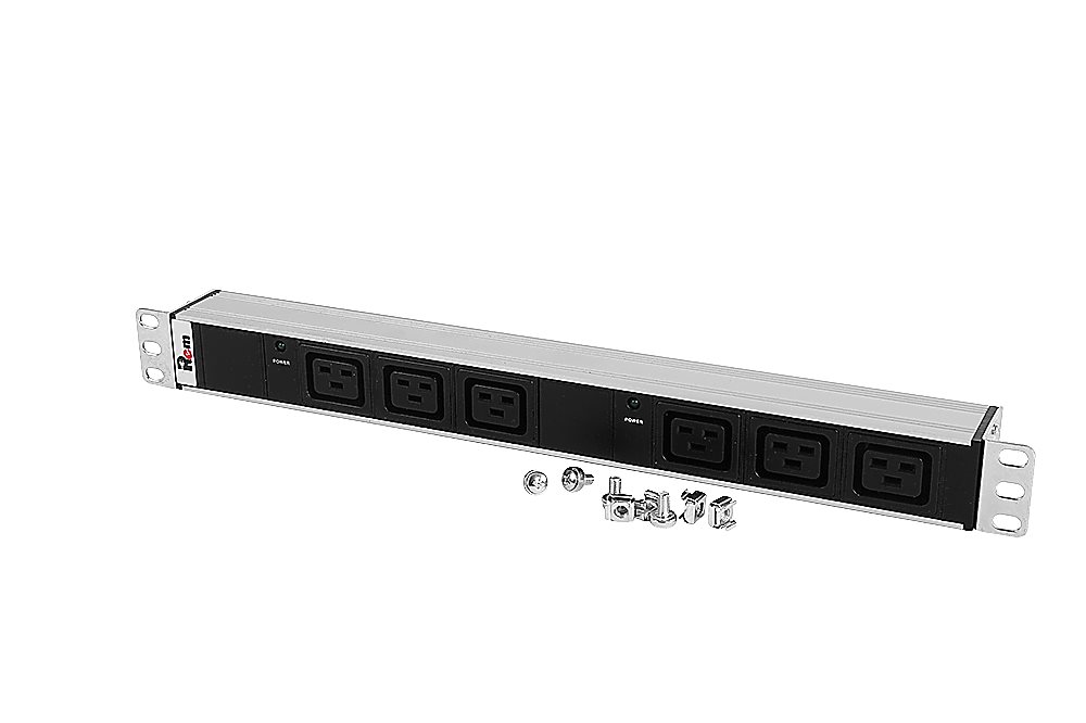 R-32-6C19-I-440-K - Блок розеток Rem-32 с инд., 6 IEC 60320 C19, 32 А, алюм., 19", колодка