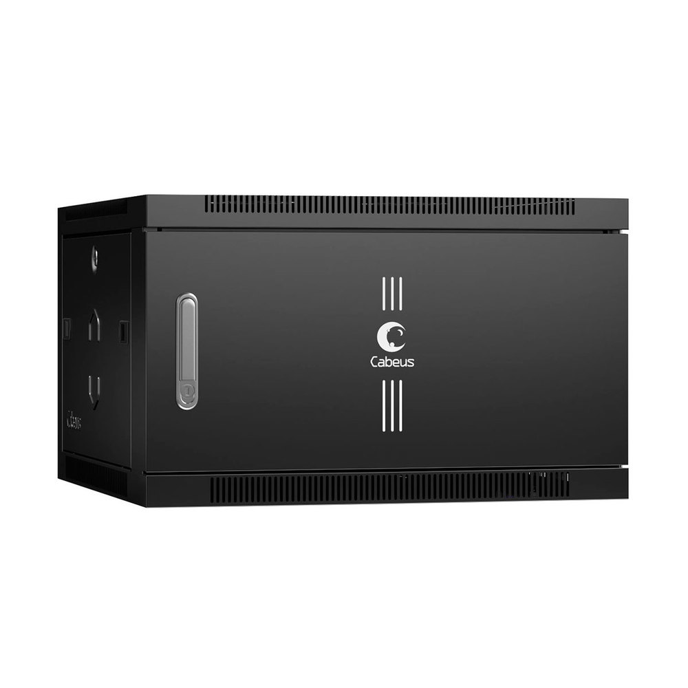Cabeus SH-05F-6U60/60m-BK - Шкаф телекоммуникационный настенный 19" 6U 600x600x368mm (ШхГхВ) дверь металл, цвет черный (RAL 9004)