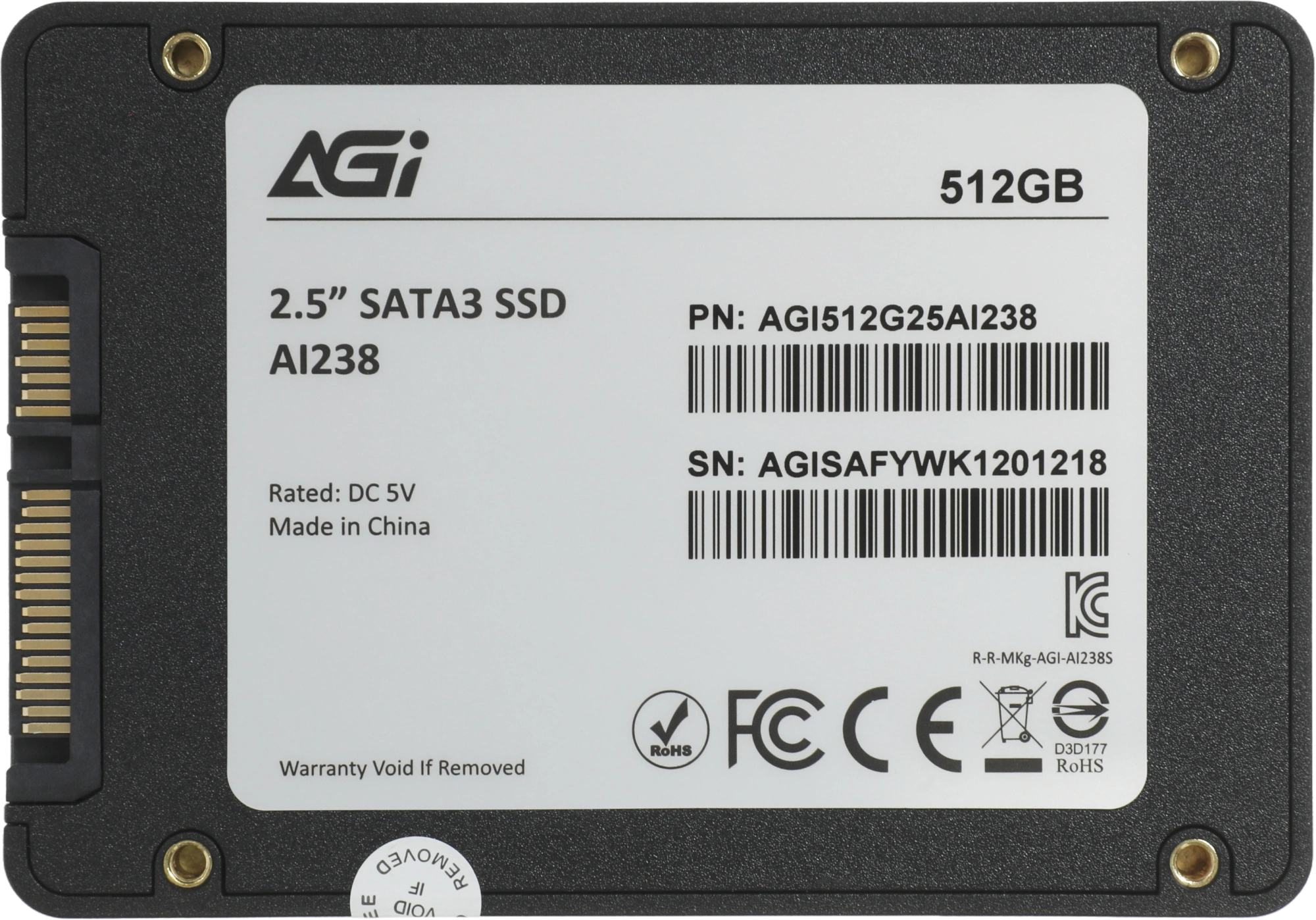 Накопитель SSD AGi SATA-III 512GB AGI512G25AI238 AI238 2.5"