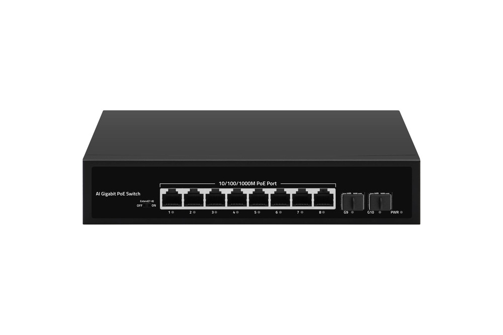 GL-SW-G007-08P - Коммутатор NIKOMAX, неуправляемый, 8 PoE (802.3af/at) порта 10/100/1000Мбит/с, 7-8 порт до 250м cat6, 2 порта 1000Мбит/с Base-T, PoE Watchdog, VLAN, 120Вт