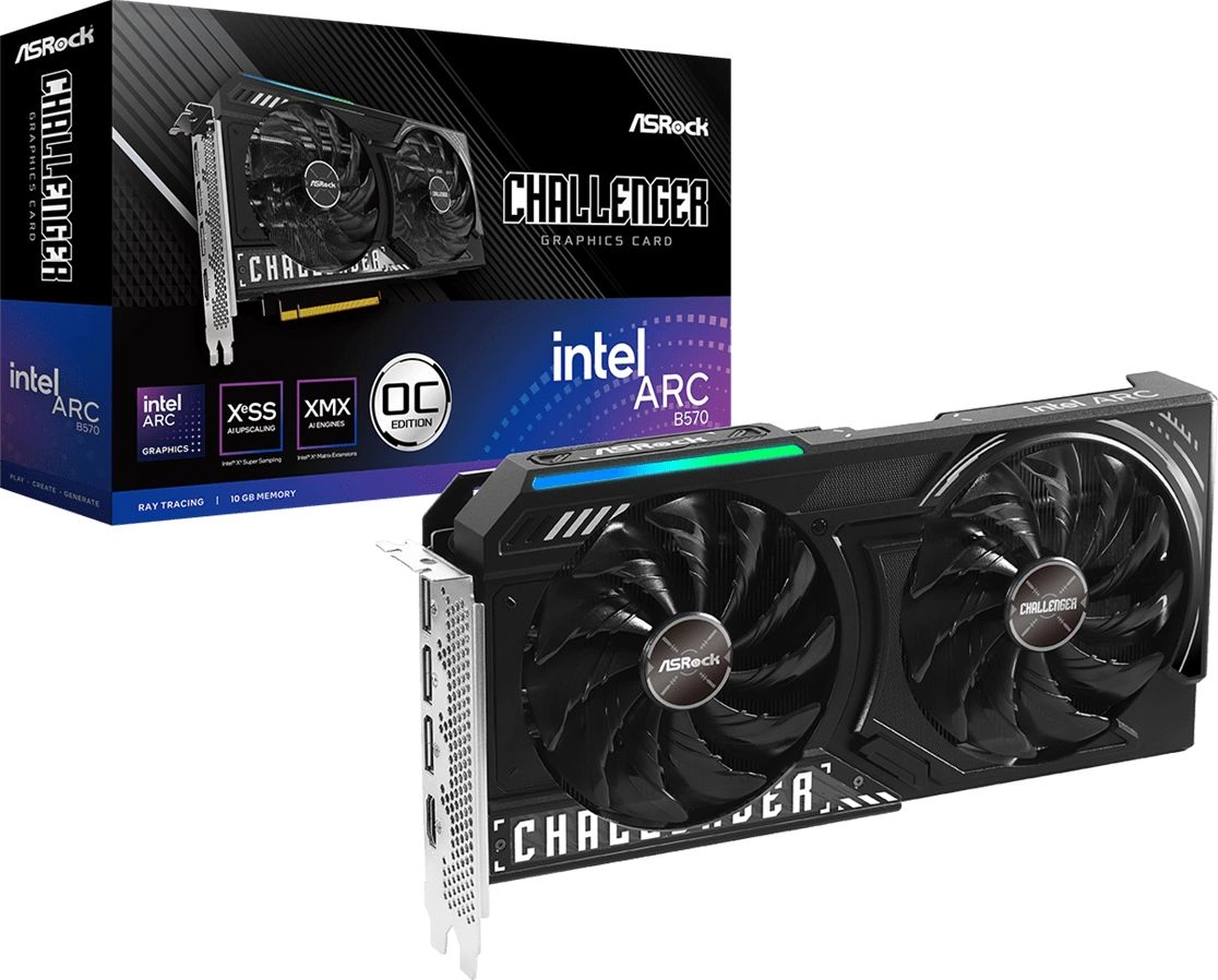 Видеокарта Asrock PCI-E 4.0 B570 CL 10GO INTEL ARC B570 10Gb 160bit GDDR6 2600/19000 HDMIx1 DPx3 HDCP Ret
