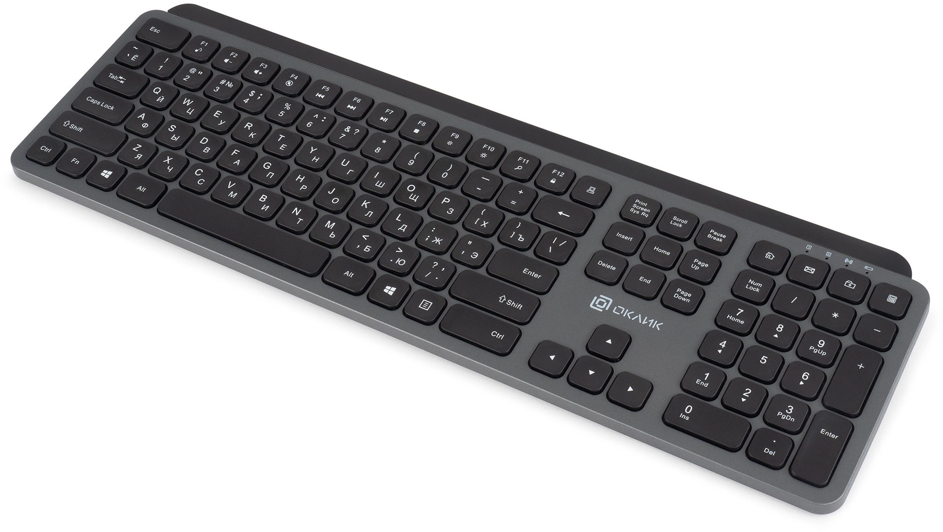 Клавиатура Оклик K859W серый/черный USB беспроводная slim Multimedia (2002136)