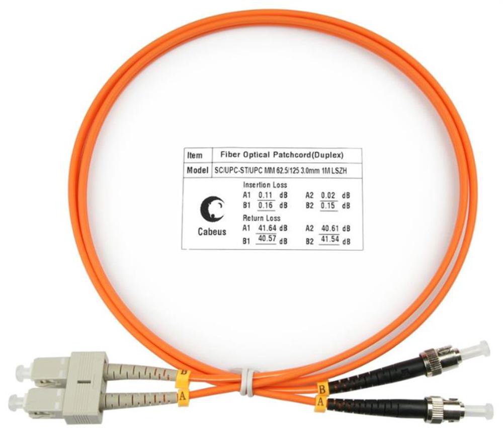 Cabeus FOP-62-SC-ST-1m - Шнур оптический duplex SC-ST 62,5/125 mm 1м LSZH