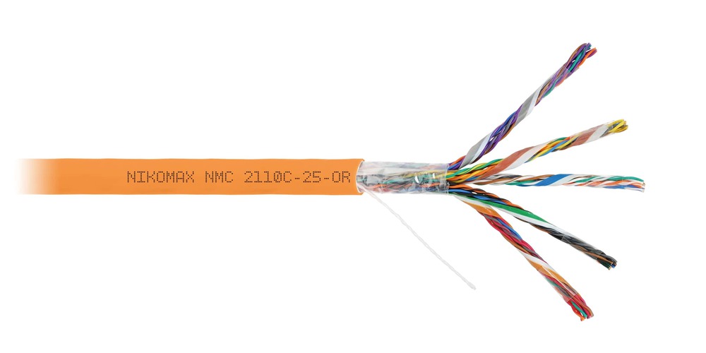 NMC 2110C-25-OR - Кабель NIKOMAX U/UTP 25 пар, Кат.5 (Класс D), 100МГц, одножильный, BC (чистая медь), 24AWG (0,50мм), полимерный материал нг(А)-HF, внутренний, оранжевый, 305м
