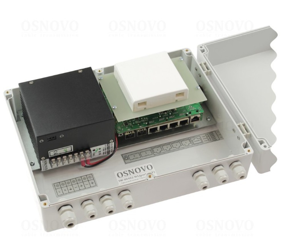 SW-80402-WL(port 90W) - Уличный управляемый (L2+) PoE коммутатор на 6 портов. Порты: 4 x GE (10/100/1000Base-T) с PoE (до 90W) + 2 x GE SFP (1000Base-X). В комплекте оптическая розетка, КДЗС (2шт), пигтейлы SM SC/UPC (2шт) (SFP-модули в комплект не входят