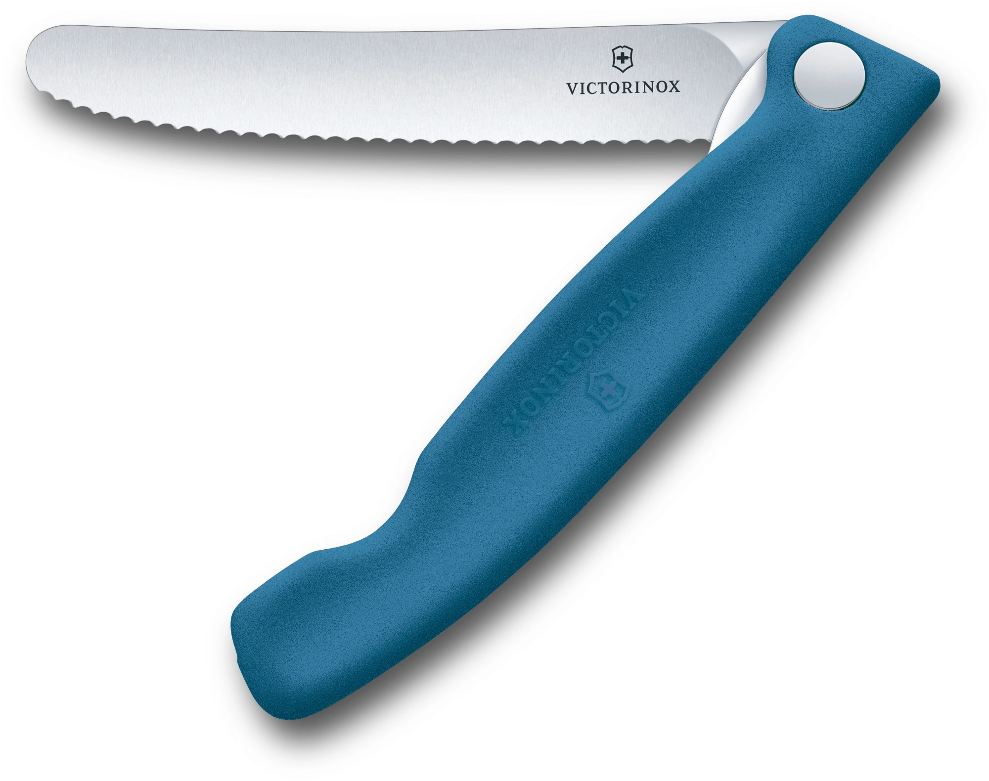 Нож кухонный Victorinox Swiss Classic 6.7832.FC1 стальной столовый лезв.110мм серрейт. заточка синий карт.коробка