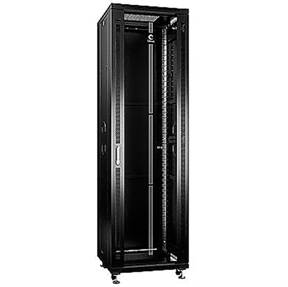 Cabeus SH-05C-42U60/60-BK - Шкаф монтажный телекоммуникационный 19" напольный для распределительного и серверного оборудования 42U 600x600x2055mm (ШхГхВ) передняя стеклянная и задняя сплошная металлическая двери, ручка с замком, цвет черный (RAL 9004).