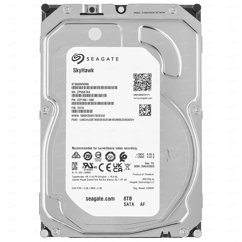 Жесткий диск HDD Seagate SATA 8Tb Skyhawk ST8000VX009 3.5", 256MB, 7200rpm