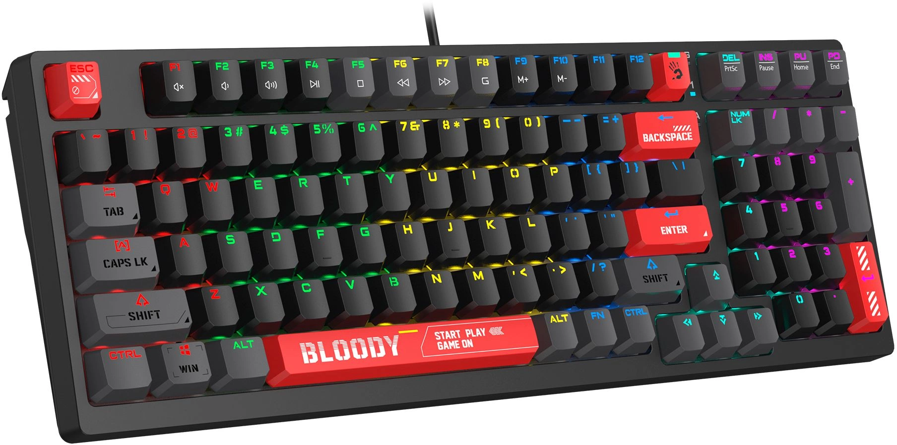 Клавиатура A4Tech S98 механическая красный/красный USB for gamer LED (S98 RED) кабель 1.8м
