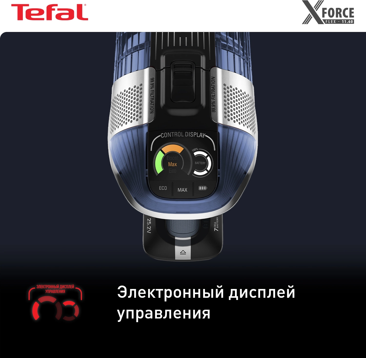 Пылесос ручной Tefal X-Force Flex 11.60 Aqua TY9890WO синий/серый